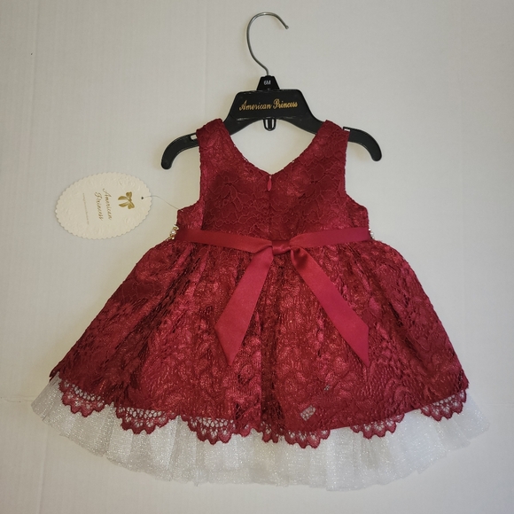 American Princess Deep Red Lace with tulle and shorts - 6M - Picture 5 of 14